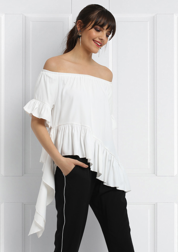 SAY NO TO MONDAY WHITE  OFF THE SHOULDER TOP