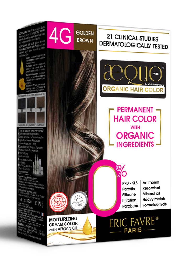 Aequo Organic Permanent Hair Color Women 4g Golden Brown 170ml