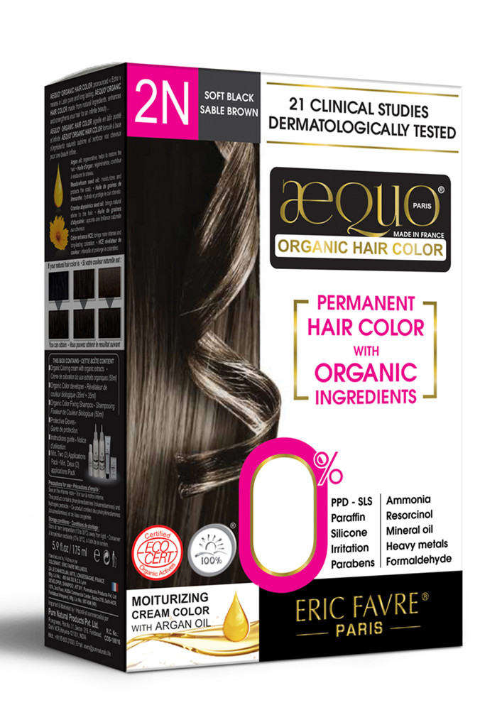 Aequo Organic Permanent Hair Color Women 2n Blackish Brown 170ml