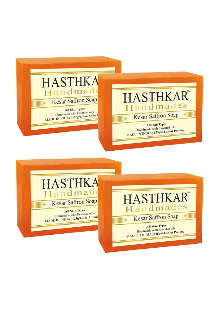 Hasthkar Handmades Glycerine Natural Kesar Saffron Soap 125gm Pack Of 4
