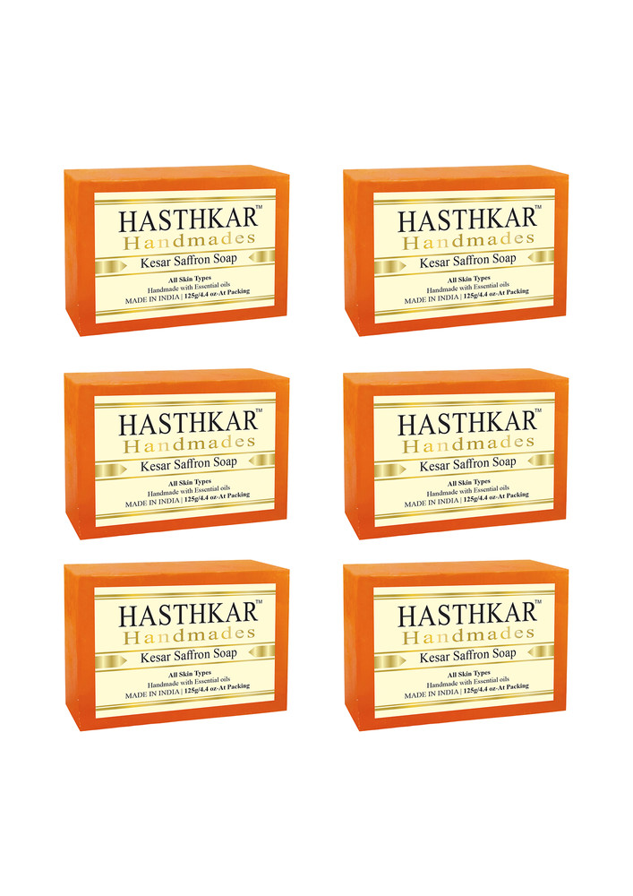 Hasthkar Handmades Glycerine Natural Kesar Saffron Soap 125gm Pack Of 6
