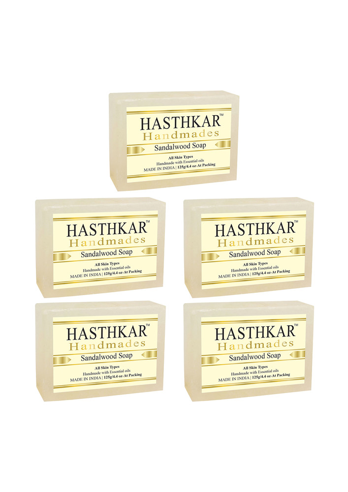 Hasthkar Handmades Glycerine Natural Sandalwood Soap 125gm Pack Of 5