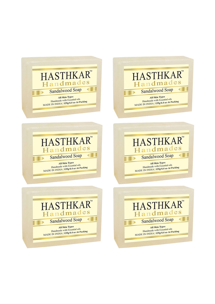 Hasthkar Handmades Glycerine Natural Sandalwood Soap 125gm Pack Of 6