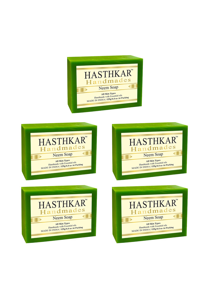 Hasthkar Handmades Glycerine Natural Neem Soap 125gm Pack Of 5