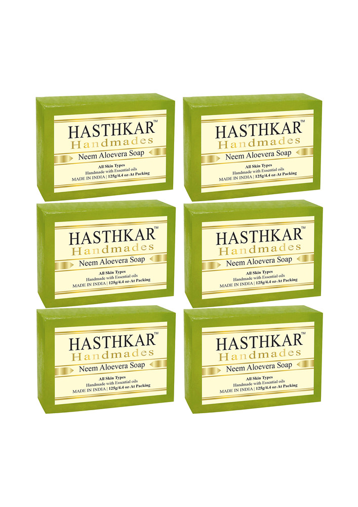 Hasthkar Handmades Glycerine Natural Neem Aloevera Soap 125gm Pack Of 6