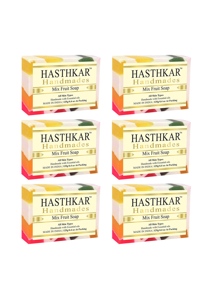 Hasthkar Handmades Glycerine Natural Mix Fruit Soap 125gm Pack Of 6
