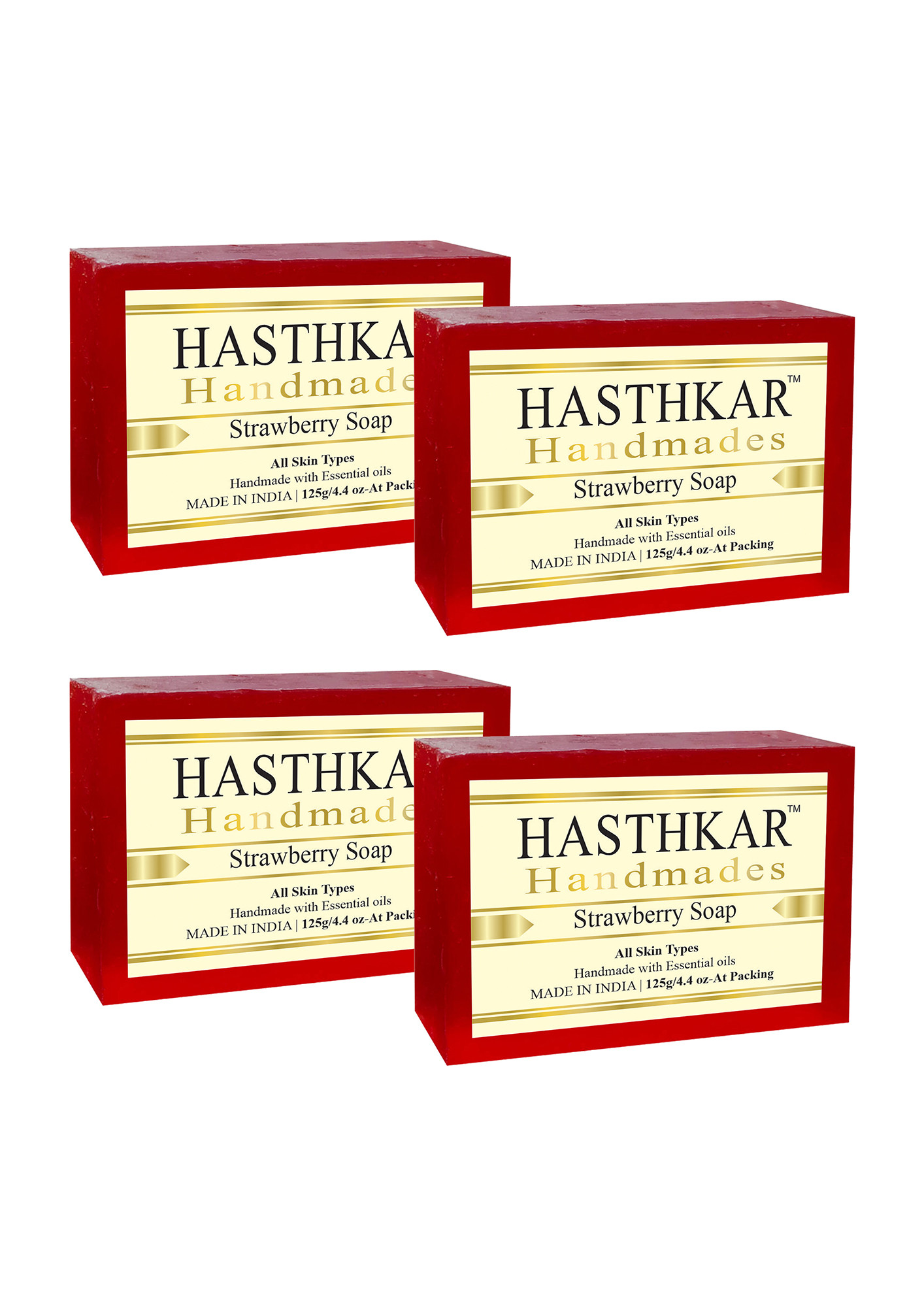 Hasthkar Handmades Glycerine Natural Strawberry Soap 125Gm Pack of 4