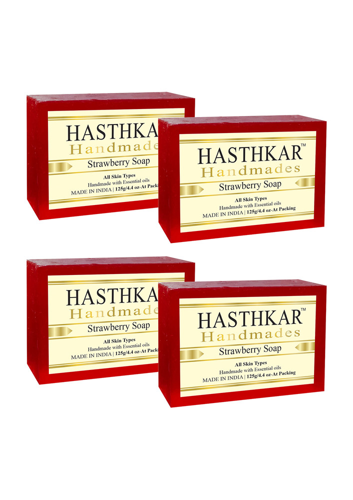 Hasthkar Handmades Glycerine Natural Strawberry Soap 125gm Pack Of 4