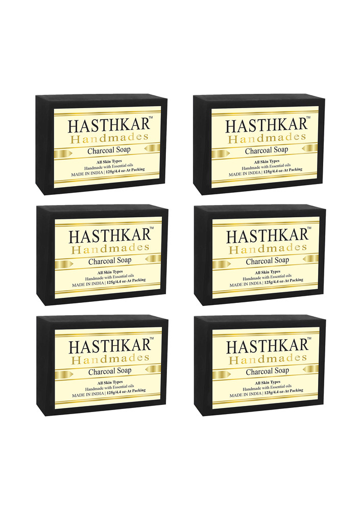 Hasthkar Handmades Glycerine Natural Charcoal Soap 125gm Pack Of 6