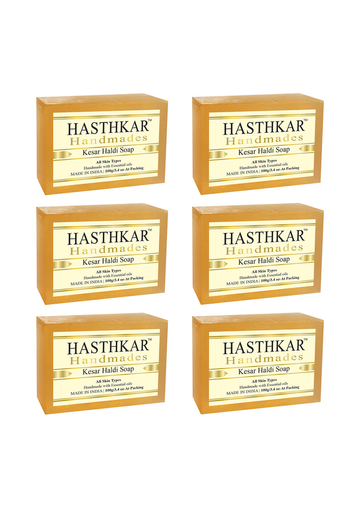 Hasthkar Handmades Glycerine Natural Kesar Haldi Soap 100gm Pack Of 6