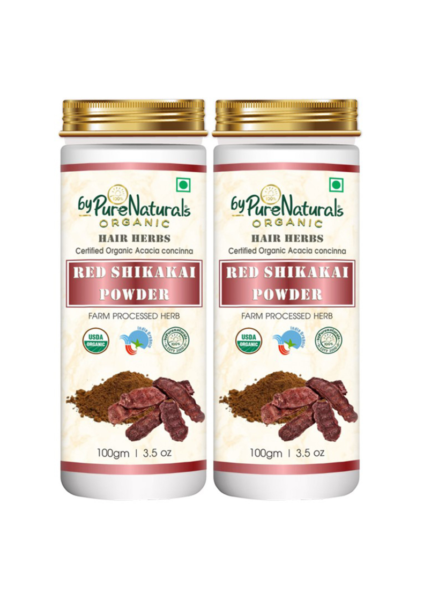 ByPureNaturals 100% Natural Herbal Organic Red Shikakai Powder 100gm pack of 2