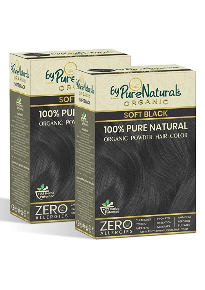 Bypurenaturals 100% Organic Powder Soft Black Hair Color For Men & Women 120 Gram Pack Of 2
