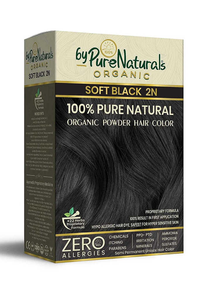 Bypurenaturals 100% Organic Powder Soft Black Hair Color For Men & Women 120 Gram