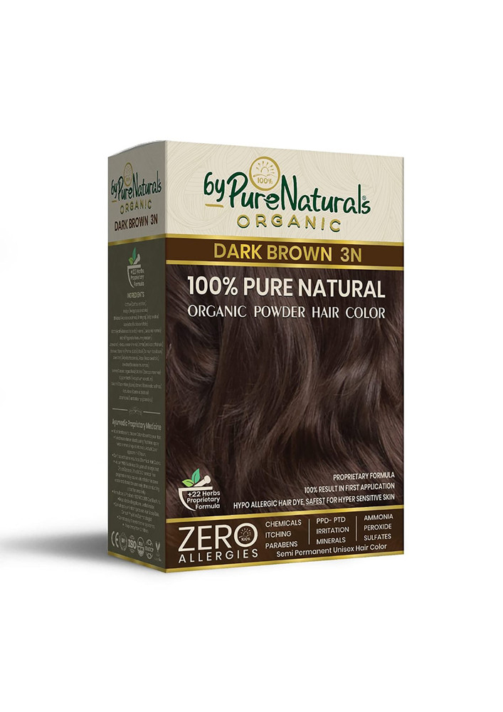 Bypurenaturals 100% Organic Powder Dark Brown Hair Color For Men & Women 120gm