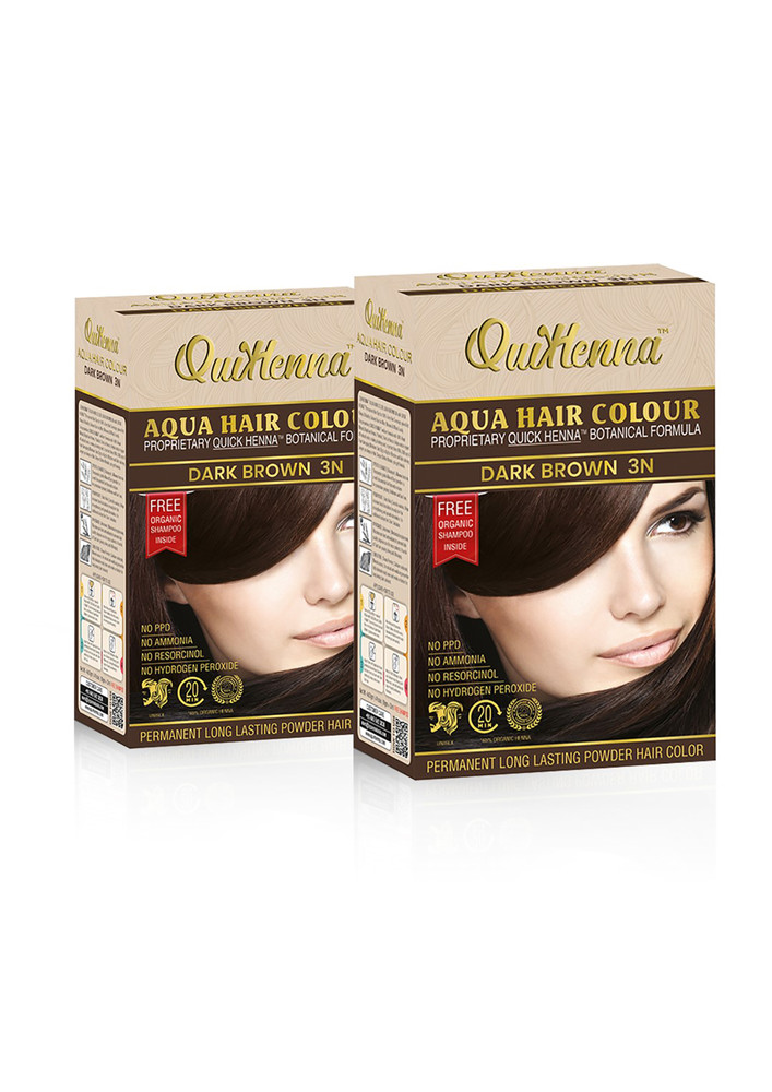 Quikhenna Aqua Powder 3n Dark Brown Hair Color For Unisex 110g (pack Of 2)
