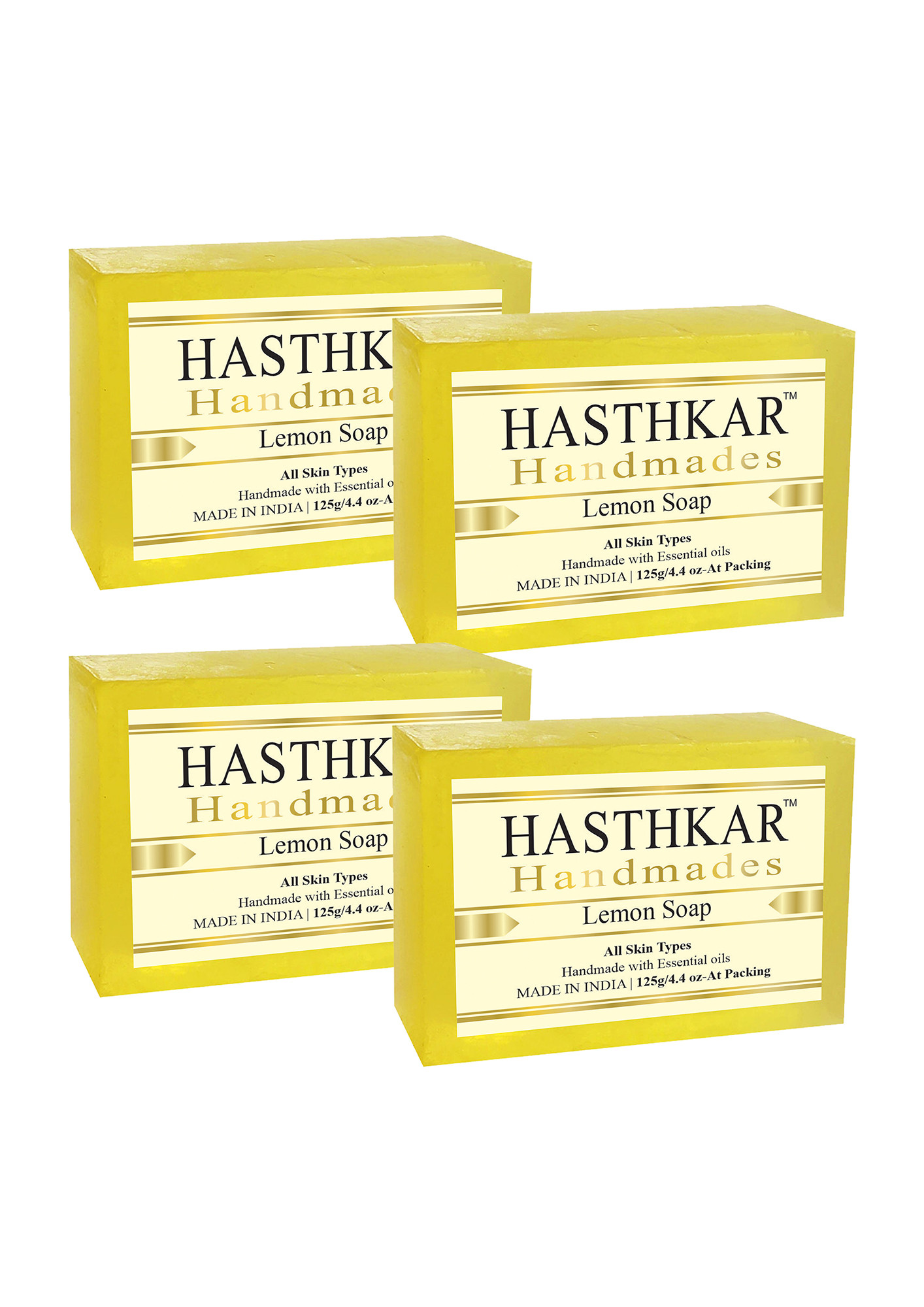 Hasthkar Handmades Glycerine Natural Lemon Soap 125Gm Pack of 4