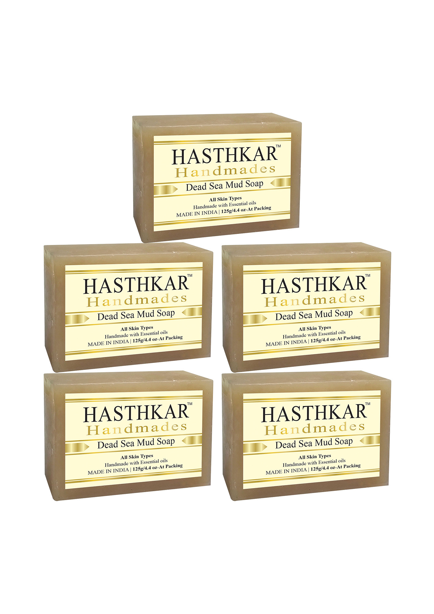 Hasthkar Handmades Glycerine Natural Dead sea mud Soap 125Gm Pack of 5