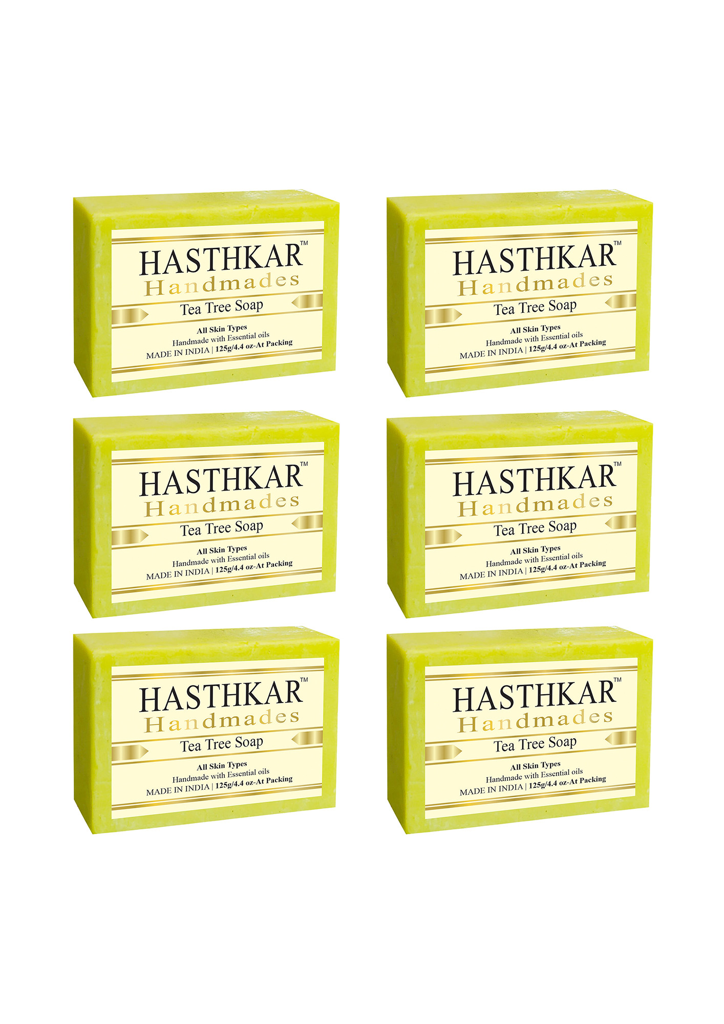 Hasthkar Handmades Glycerine Natural Tea tree Soap 125Gm Pack of 6