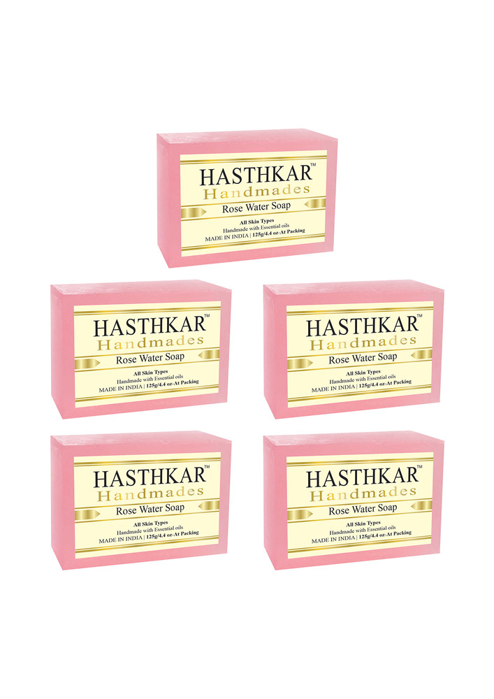Hasthkar Handmades Glycerine Natural Rose Water Soap 125gm Pack Of 5