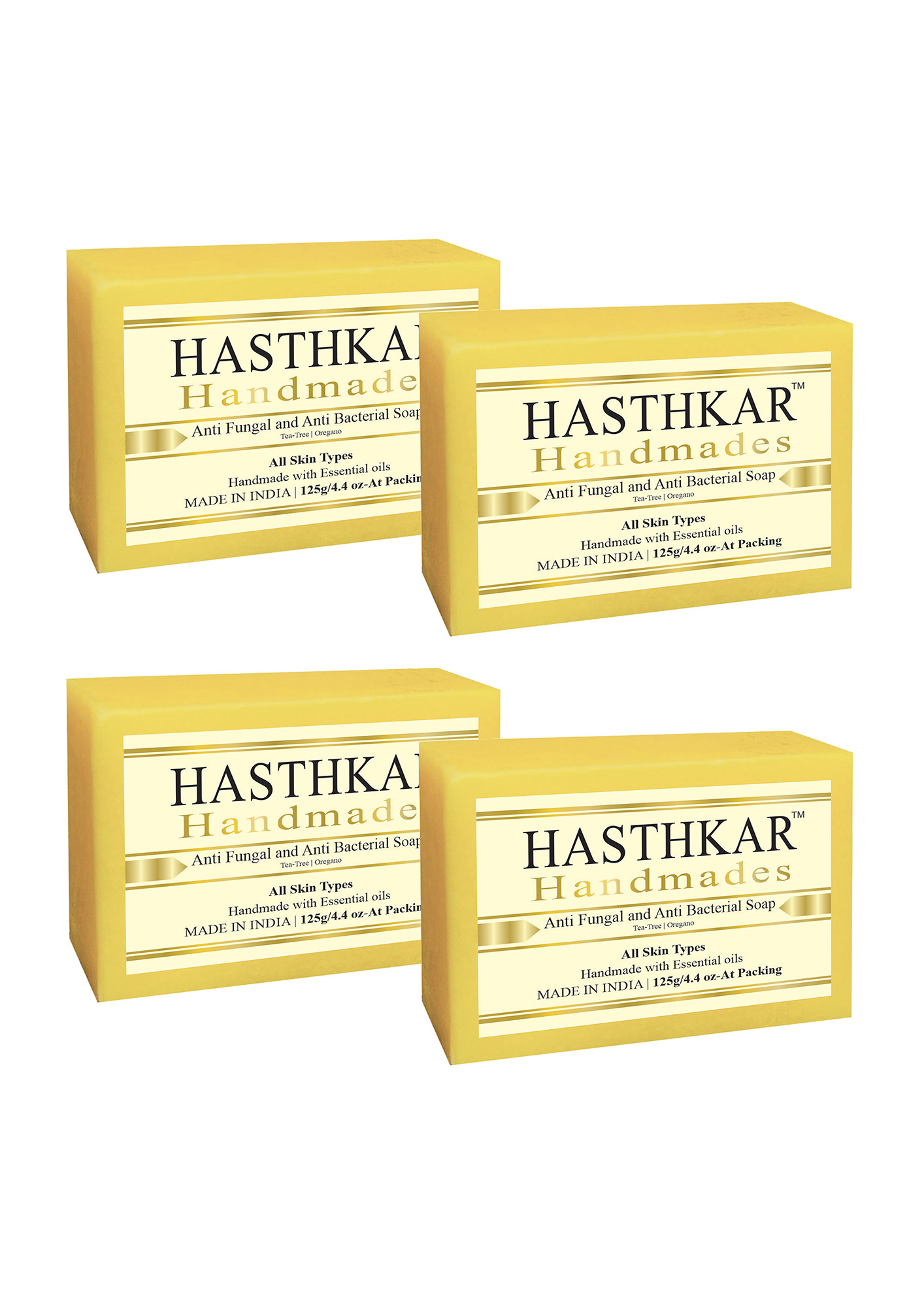 Hasthkar Handmades Glycerine Natural Anti fungal anti becterial Soap 125Gm Pack of 4