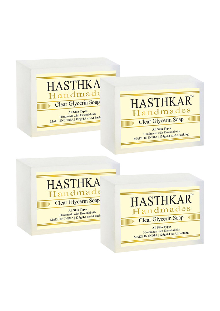 Hasthkar Handmades Glycerine Natural Clear Glycerin Soap 125gm Pack Of 4