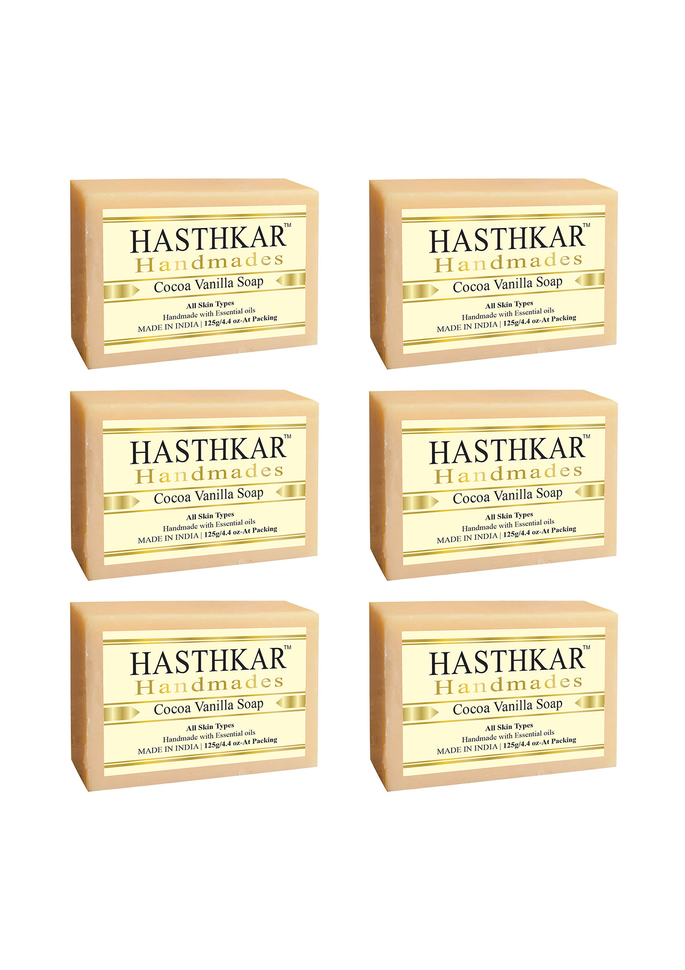 Hasthkar Handmades Glycerine Natural Cocoa vanila Soap 125Gm Pack of 6