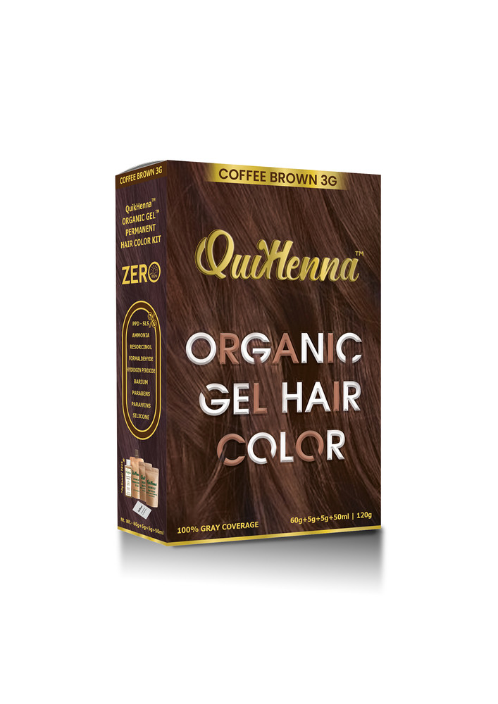 Quikhenna Damage Free Organic Gel Hair Color Coffee Brown 3g 120g
