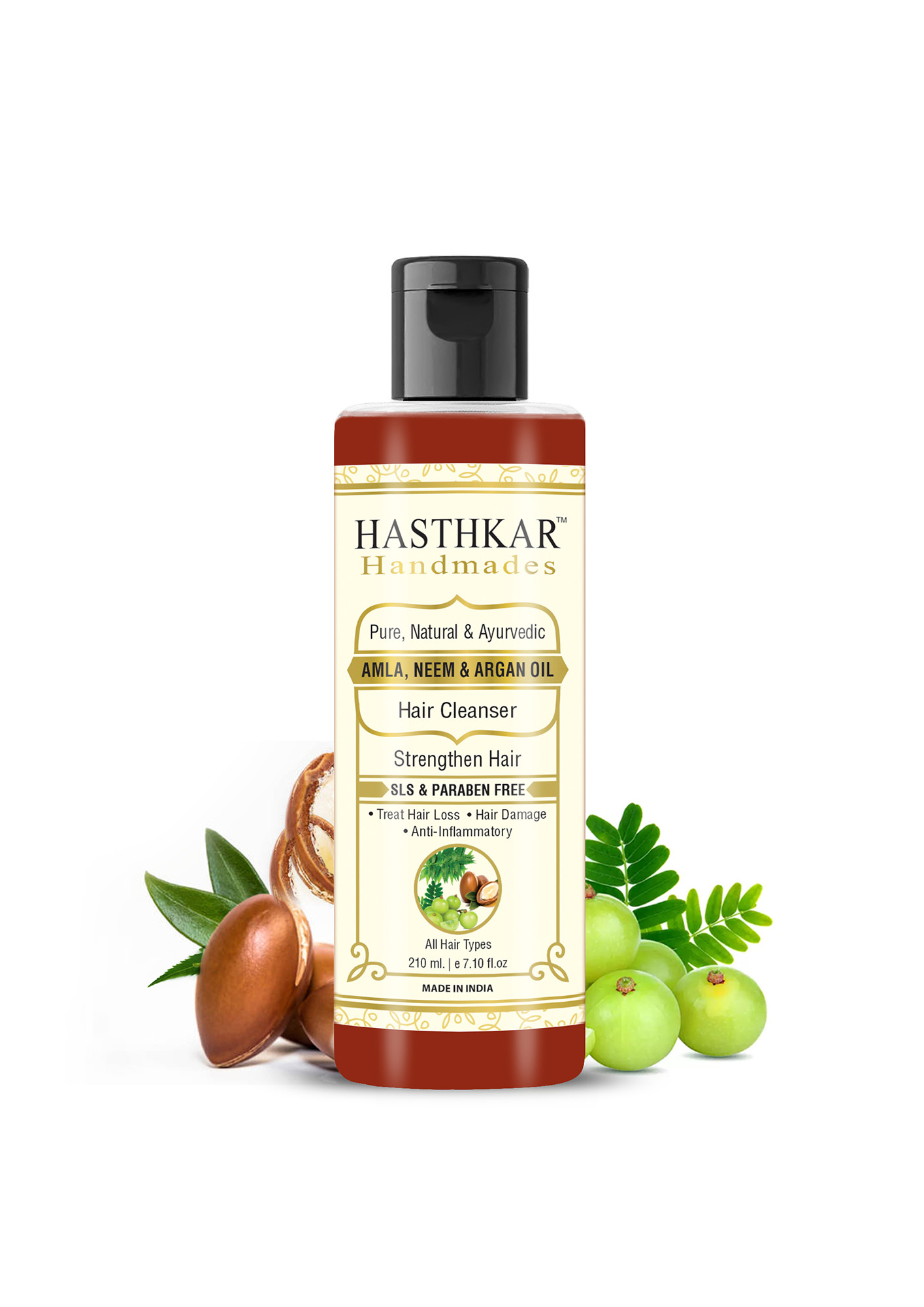 Hasthkar Handmades SLS Paraben Free Amla Neem & Argan Oil Hair Shampoo for Men & Women 210ml