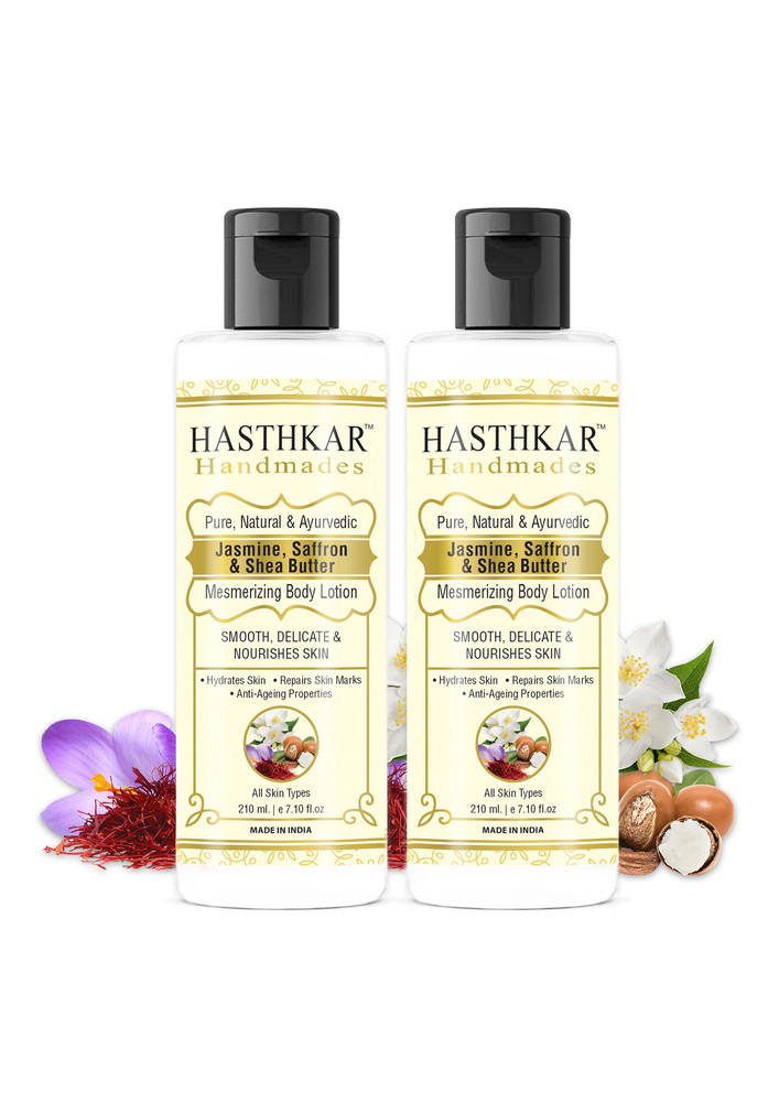 Hasthkar Handmades Jasmine Saffron & Shea Butter Mesmerizing Body Lotion For Men & Women 210ml Pack Of 2