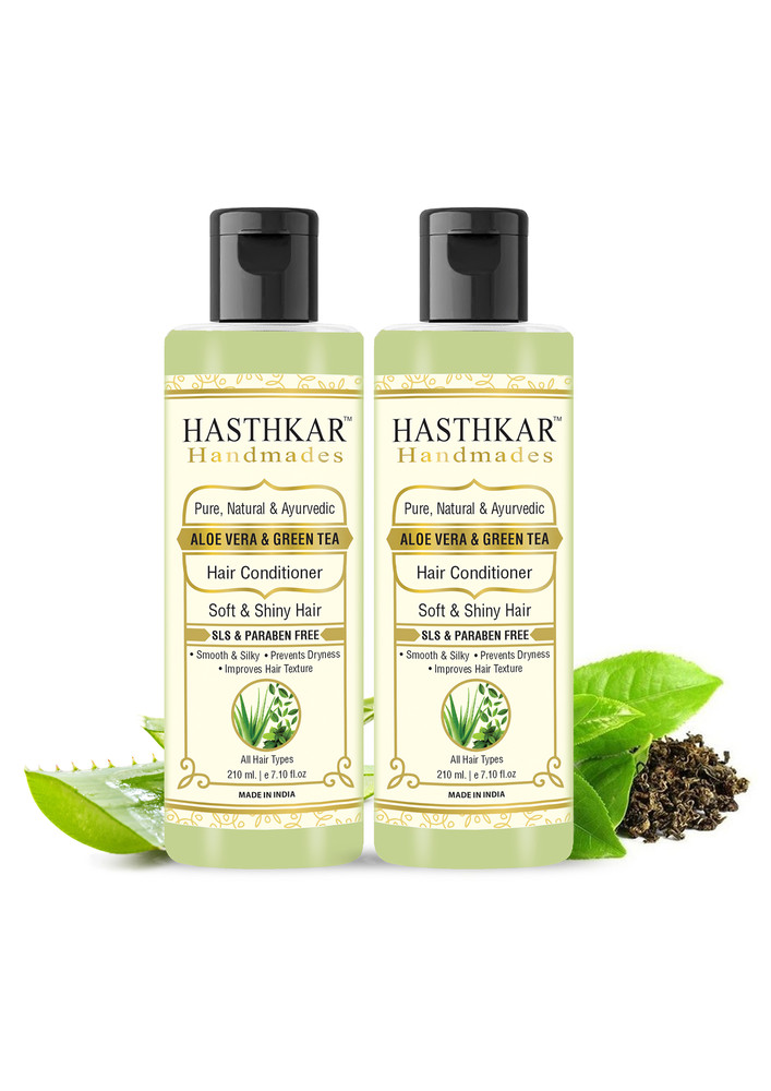 Hasthkar Hamdmades Aloe Vera & Green Tea Hair Conditioner For Men & Women 210ml Pack Of 2