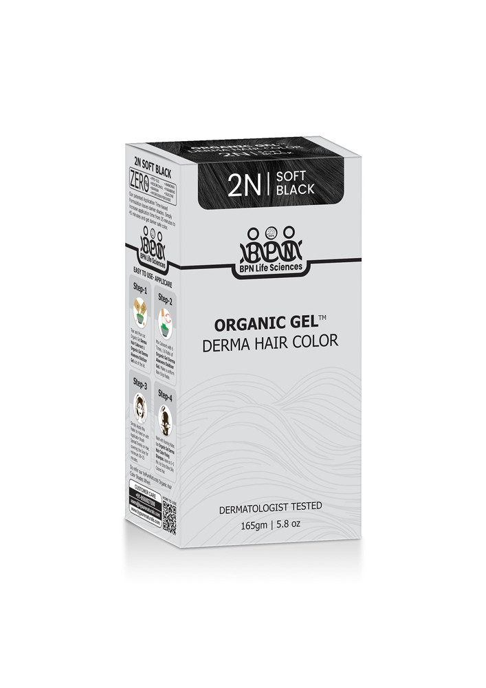 QuikHenna Derma Organic Gel Long Hair Color Soft Black 2N 165g