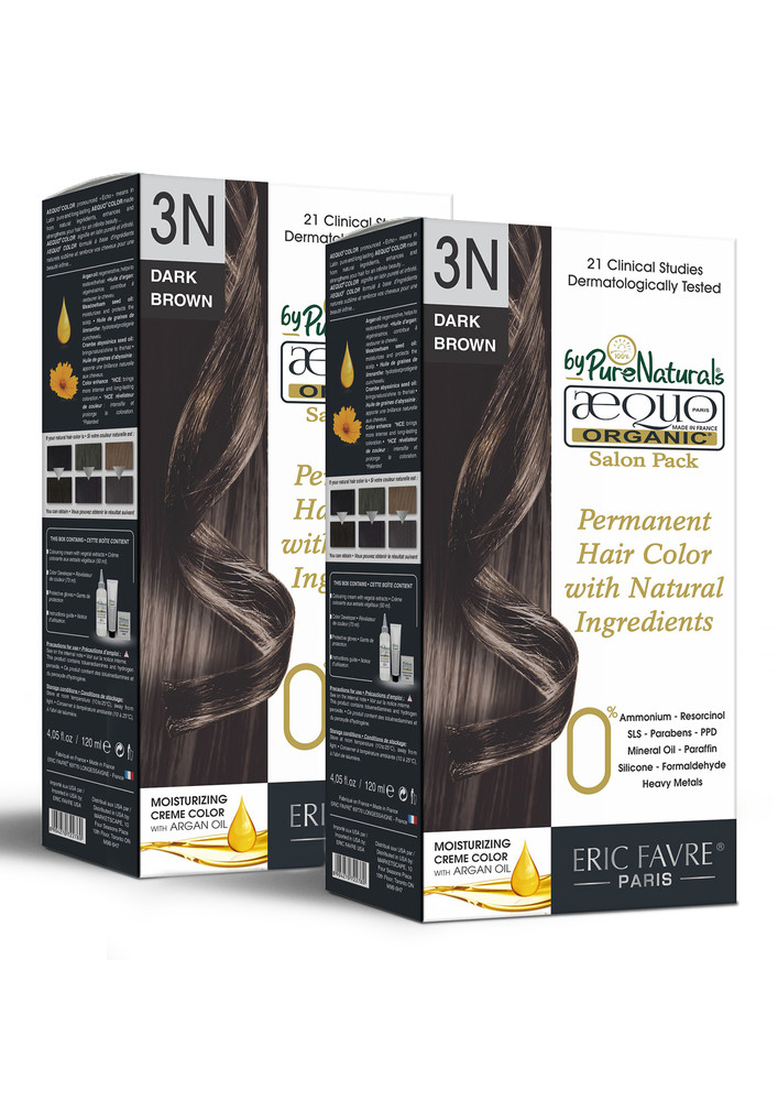 Aequo Organic Damage Free Cream Hair Color Salon Pack 3n Dark Brown 120ml (pack Of 2)