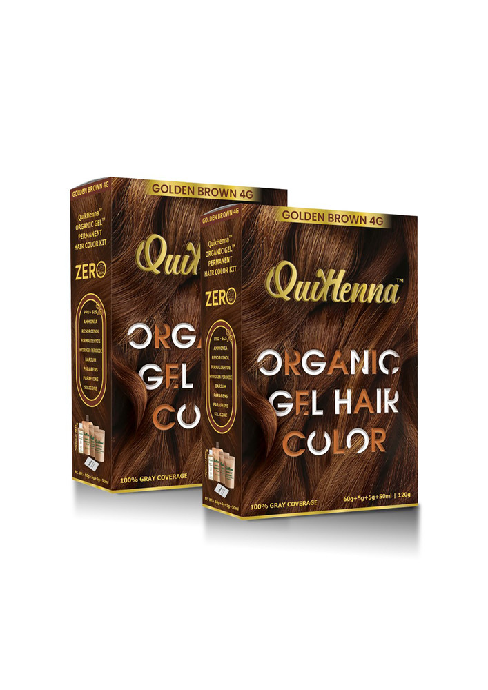 Quikhenna Damage Free Organic Gel Hair Color Golden Brown 4g 120g (pack Of 2)