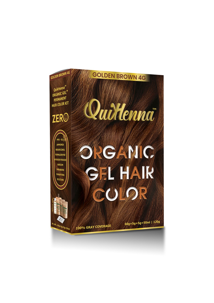 QuikHenna Damage Free Organic Gel Hair Color Golden Brown 4G 120g
