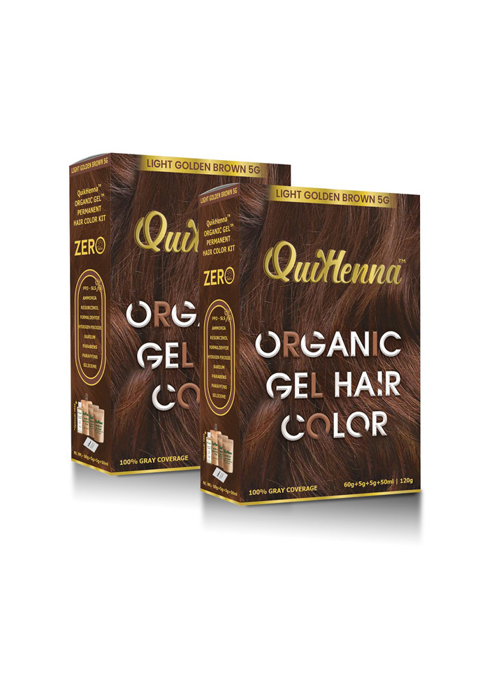 Quikhenna Damage Free Organic Gel Hair Color Light Golden Brown 5g 120g (pack Of 2)