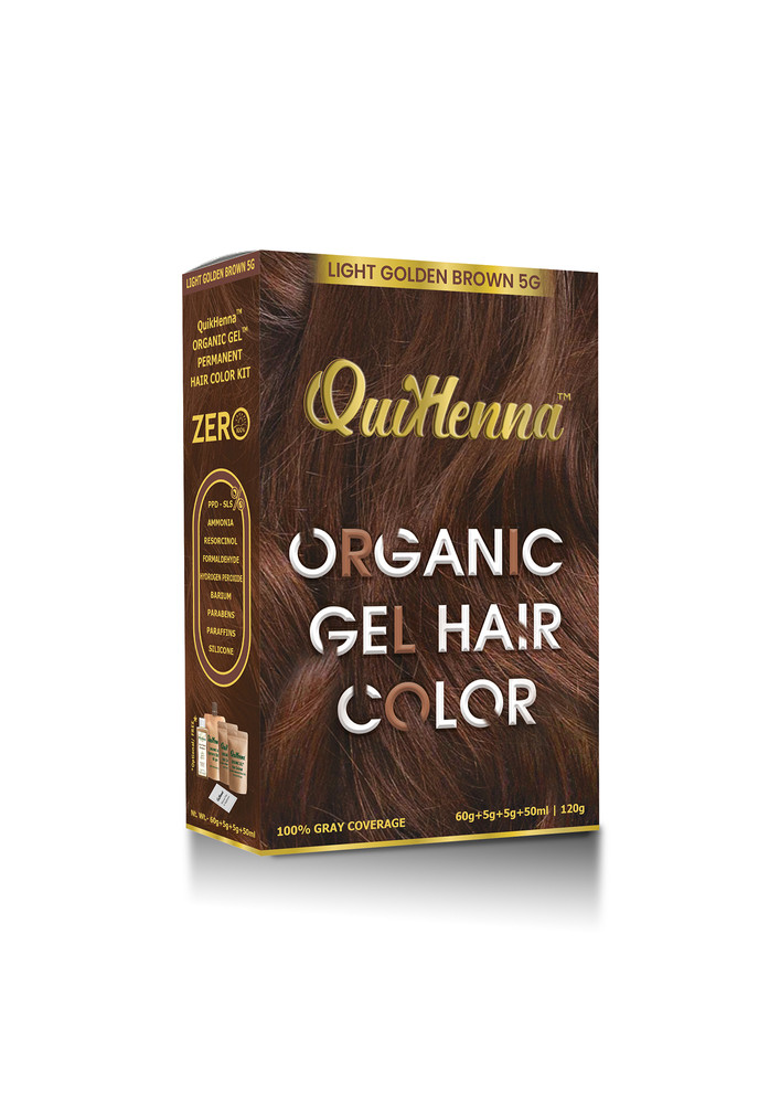 Quikhenna Damage Free Organic Gel Hair Color Light Golden Brown 5g 120g