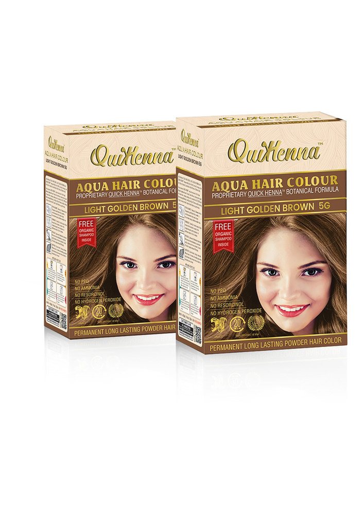 QuikHenna Aqua Powder 5G Light Golden Brown Hair Color For Unisex 110g (pack of 2)