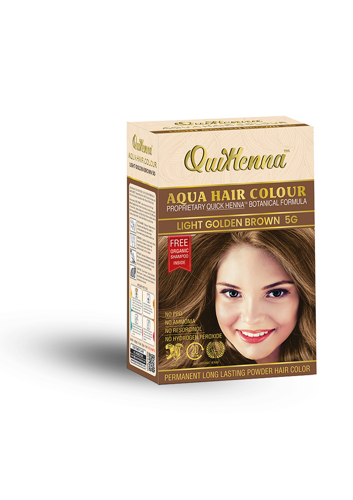 Quikhenna Aqua Powder 5g Light Golden Brown Hair Color For Unisex 110g