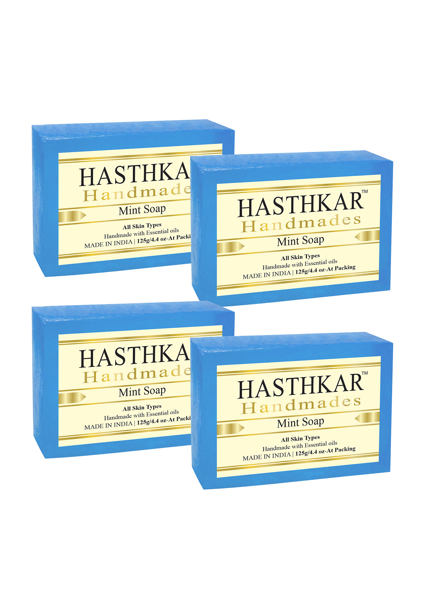 Hasthkar Handmades Glycerine Natural Mint Soap 125Gm Pack of 4