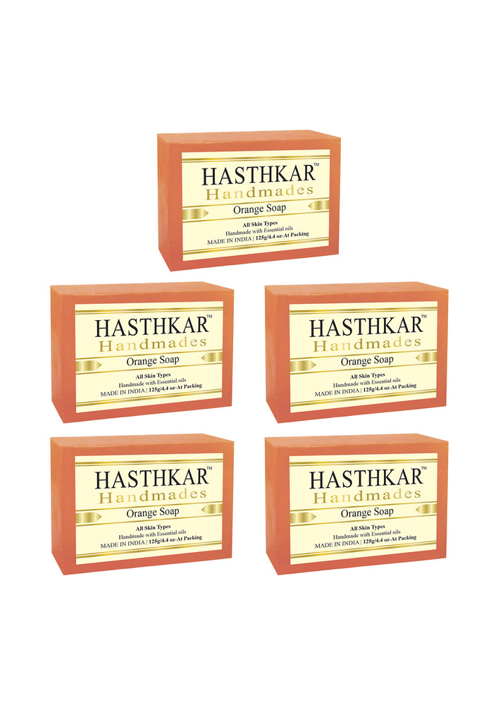 Hasthkar Handmades Glycerine Natural Orange Soap 125gm Pack Of 5