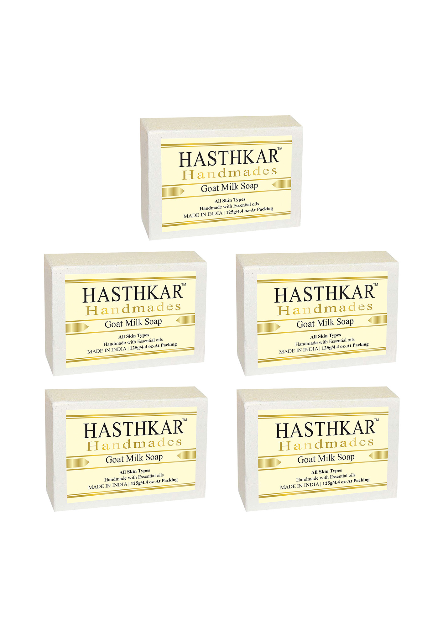 Hasthkar Handmades Glycerine Natural Goat milk Soap 125Gm Pack of 5