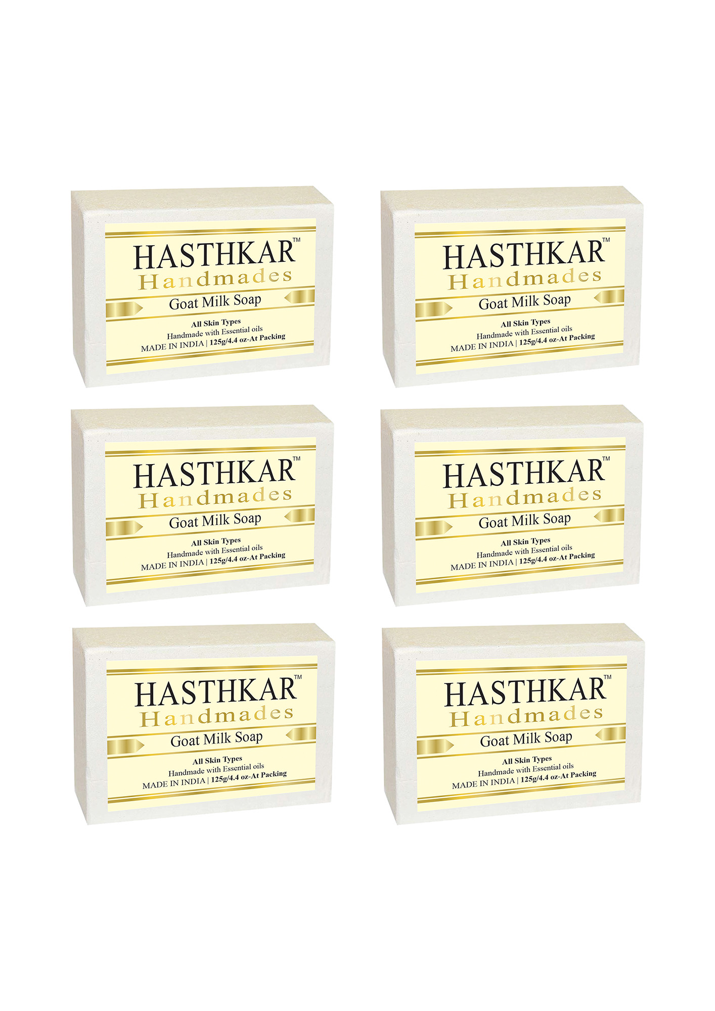 Hasthkar Handmades Glycerine Natural Goat milk Soap 125Gm Pack of 6