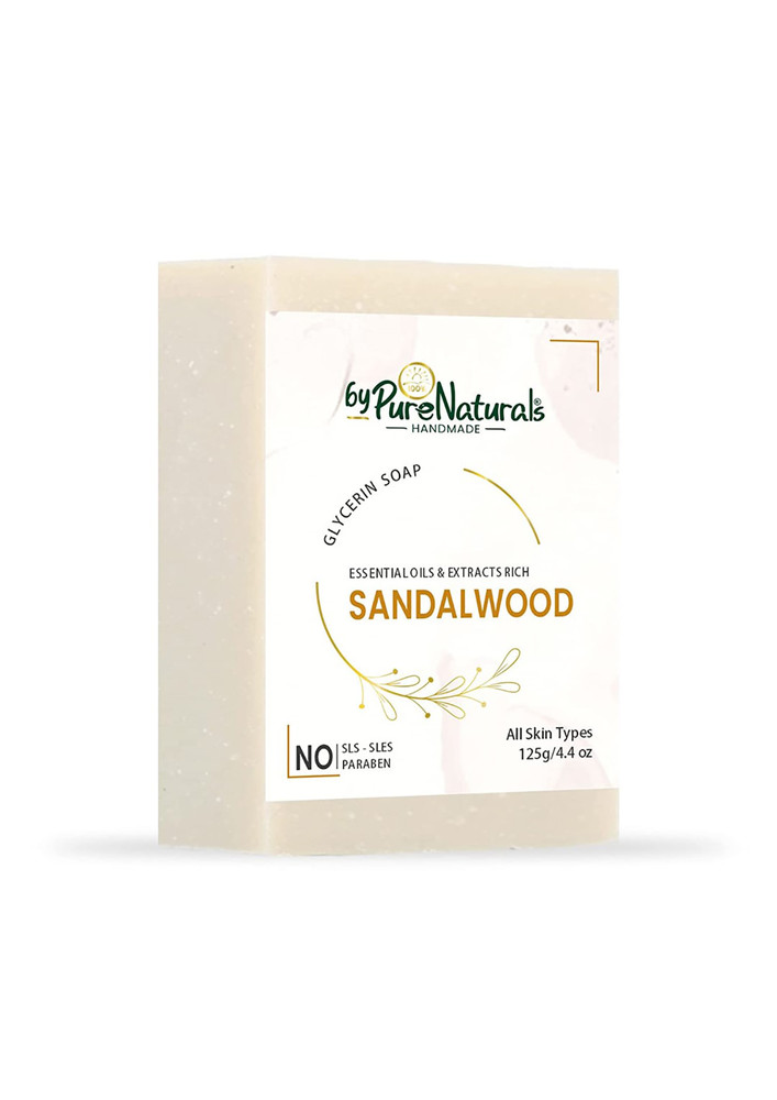 Bypurenaturals Organic, Mesmerizing, And Natural Glycerin Made Sandalwood Soap For Men Women 125gm Pack Of 2