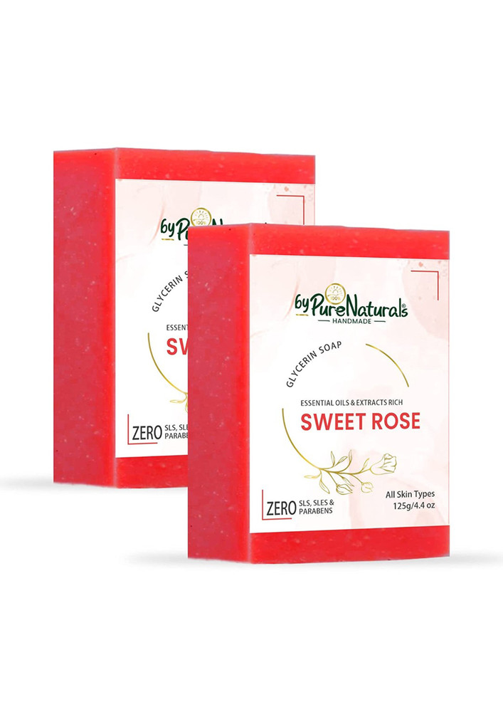 ByPureNaturals Organic, Mesmerizing, and Natural Glycerin Made Sweet Rose Soap For Men Women 125gm Pack of 2