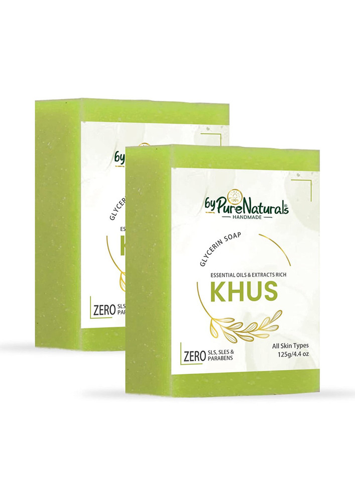 Bypurenaturals Organic, Mesmerizing, And Natural Glycerin Made Khus Soap For Men Women 125gm Pack Of 2