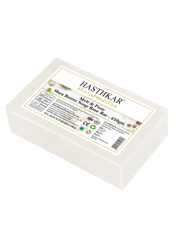 Hasthkar Handmades Soap Base Bar For Soap Making Shea Butter Melt & Pour Clear Transparent Glycerine Soap Base | Sls & Sles Paraben Free | 450gm