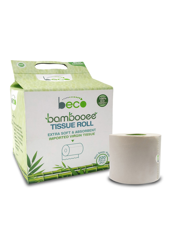 Beco Bambooee Tissue Roll (3 Ply) - 220 Pulls - 8in1 (value Pack)