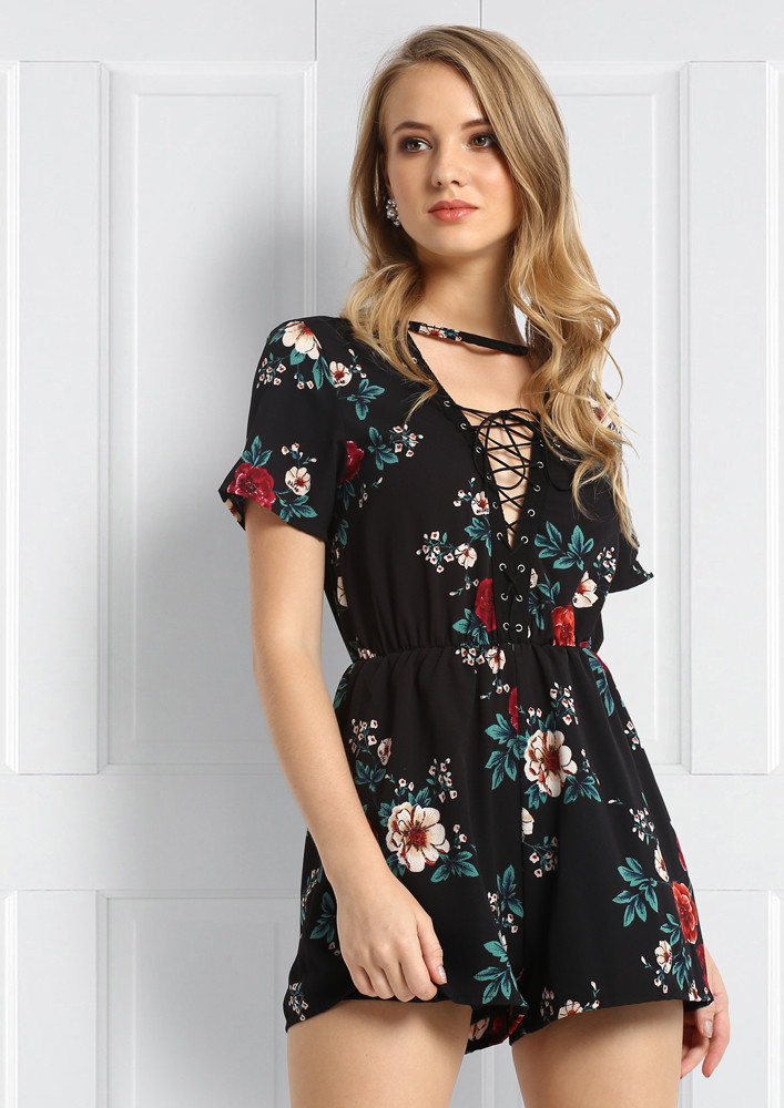 PLANT TOUCH THIS BLACK ROMPER