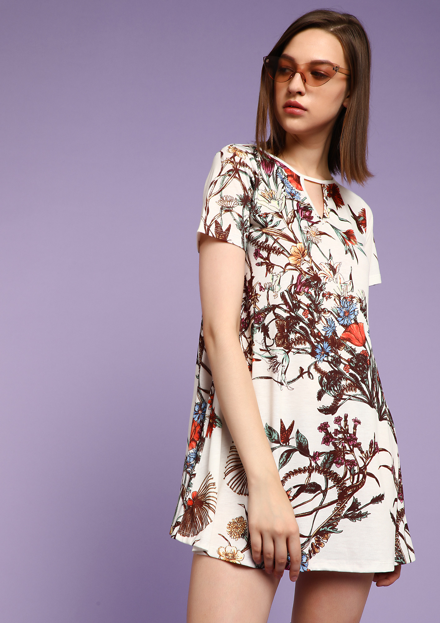 Counting Flowers White Shift Dress