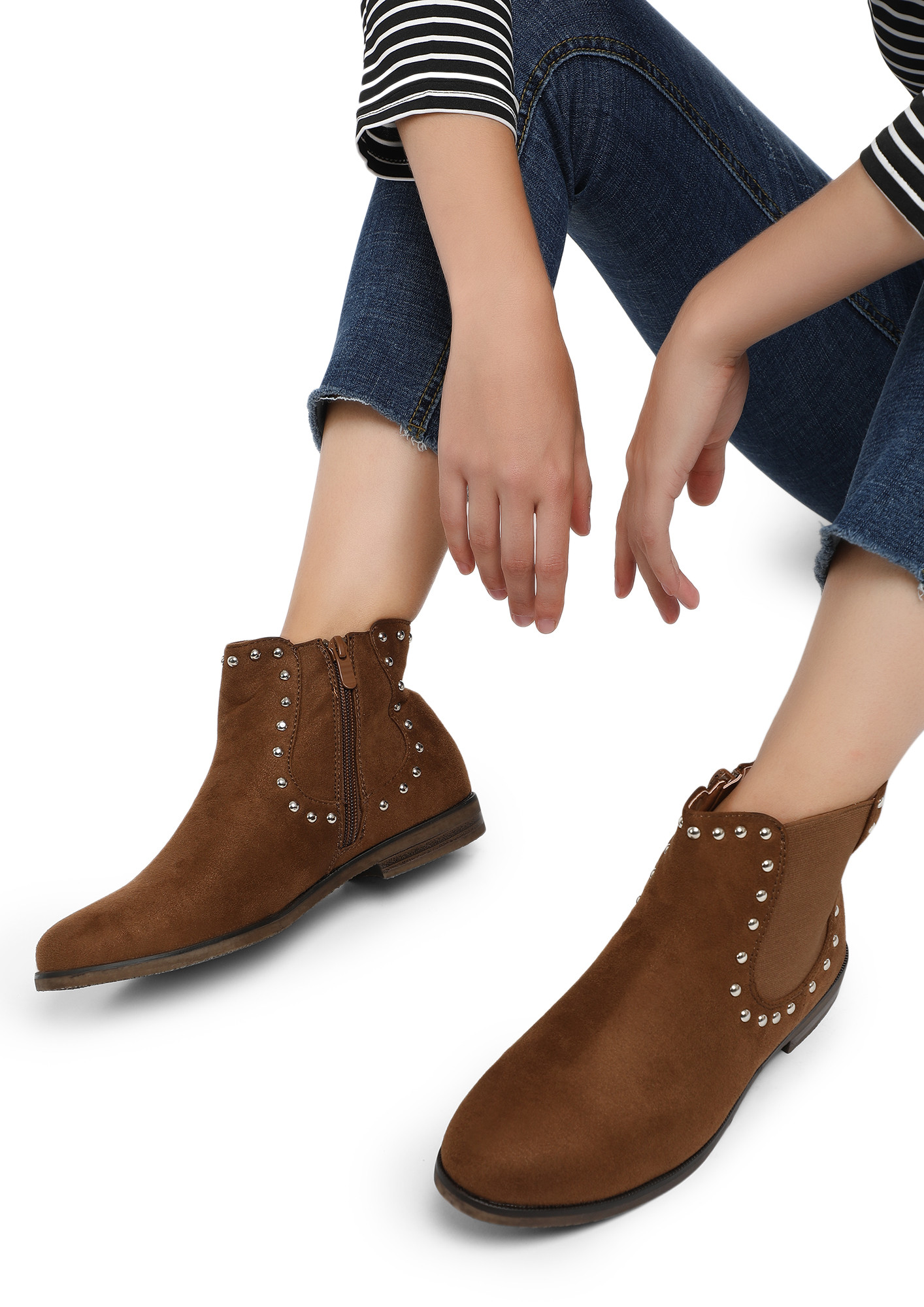 CAMEL HIGH ANKLE BOOTS